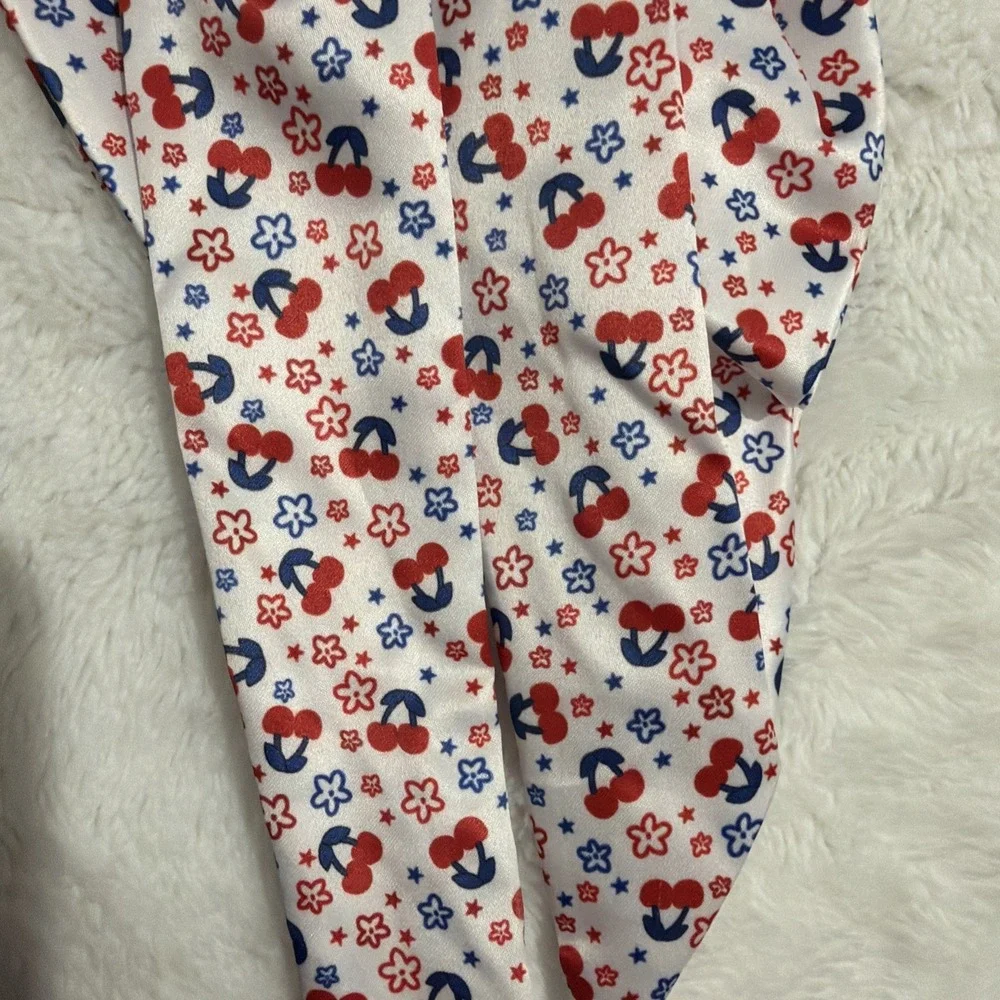 Oh My Stars Twister With Tails Hair Scrunchie, Americana Stars & Cherries, NWT